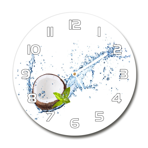 Round glass wall clock Coconut and water