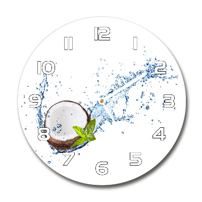 Round glass wall clock Coconut and water