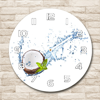 Round glass wall clock Coconut and water