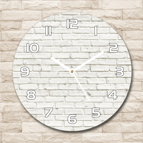 Round glass clock Brick wall