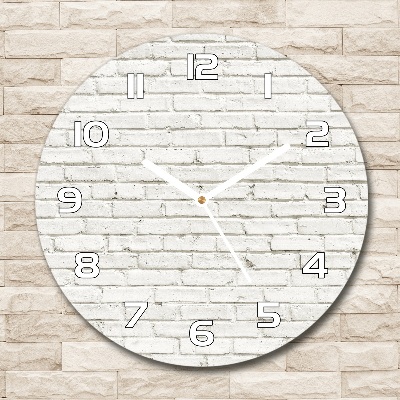 Round glass clock Brick wall