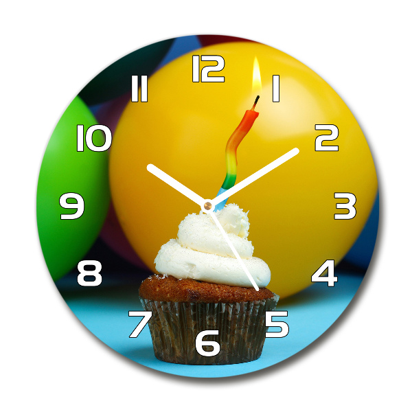 Round wall clock Birthday cupcake