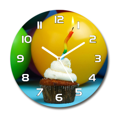 Round wall clock Birthday cupcake