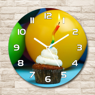 Round wall clock Birthday cupcake