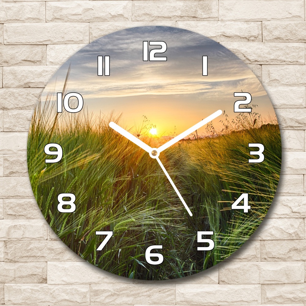 Round wall clock Wheat field