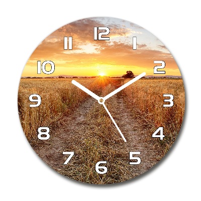 Round wall clock Wheat field