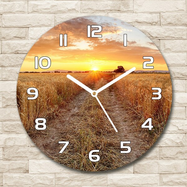 Round wall clock Wheat field