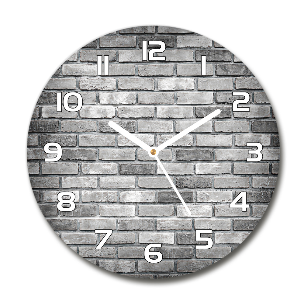 Round glass clock Brick wall