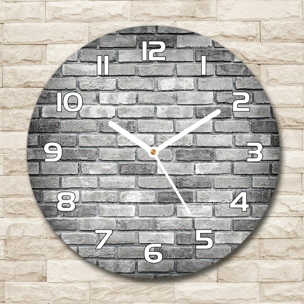 Round glass clock Brick wall