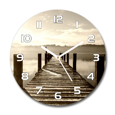 Round wall clock Wooden pier