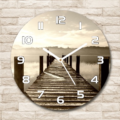 Round wall clock Wooden pier