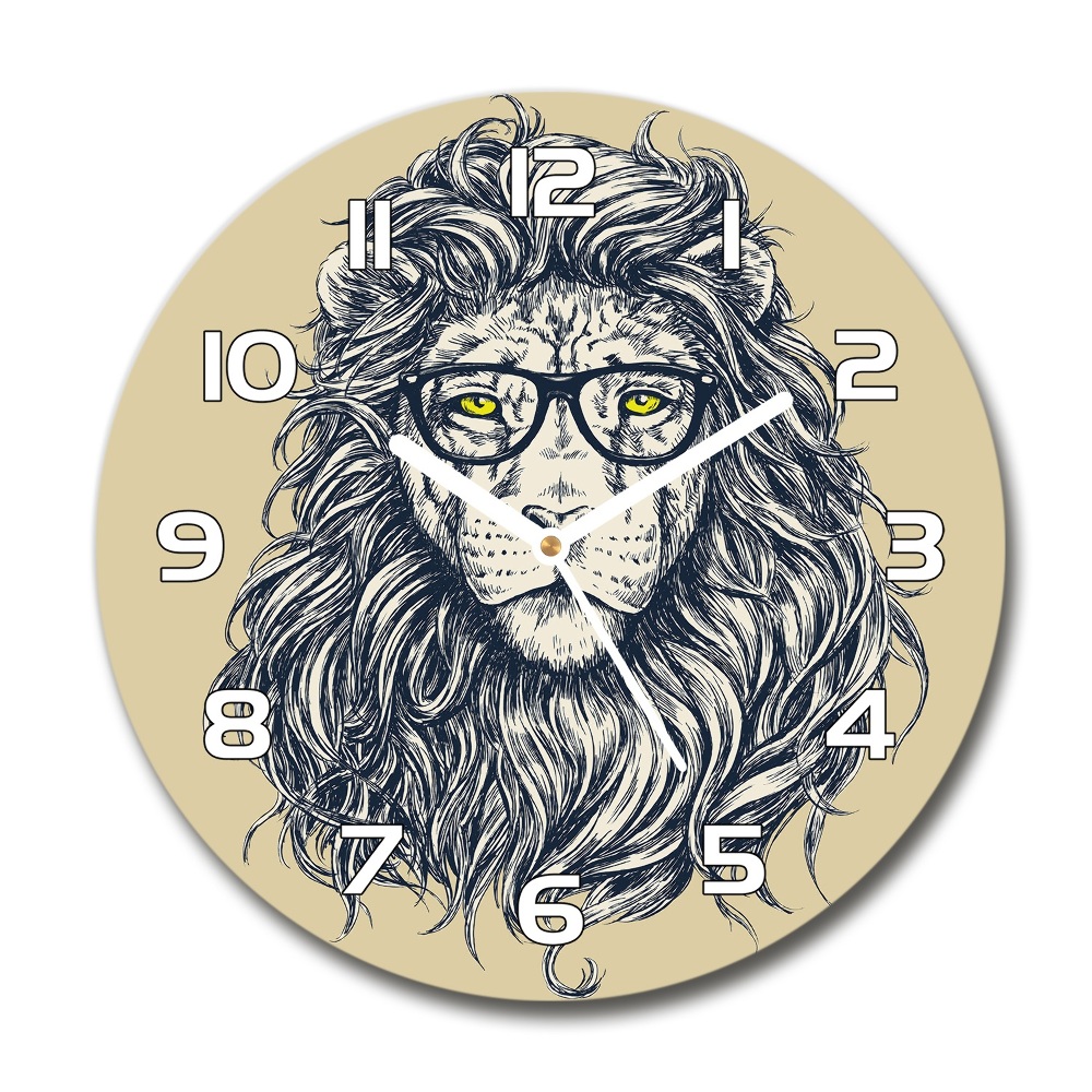 Round wall clock Hipster lion