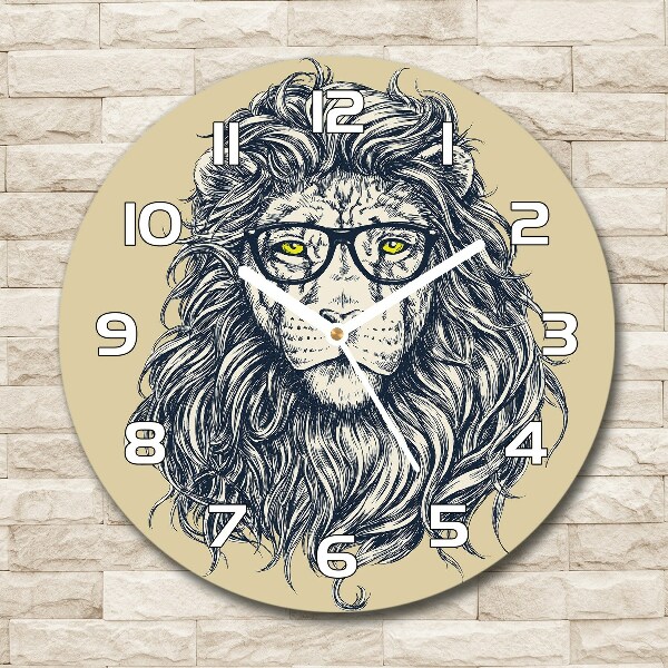 Round wall clock Hipster lion