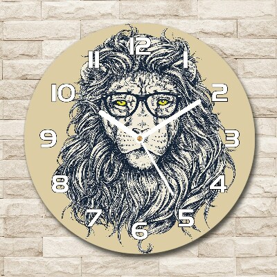 Round wall clock Hipster lion