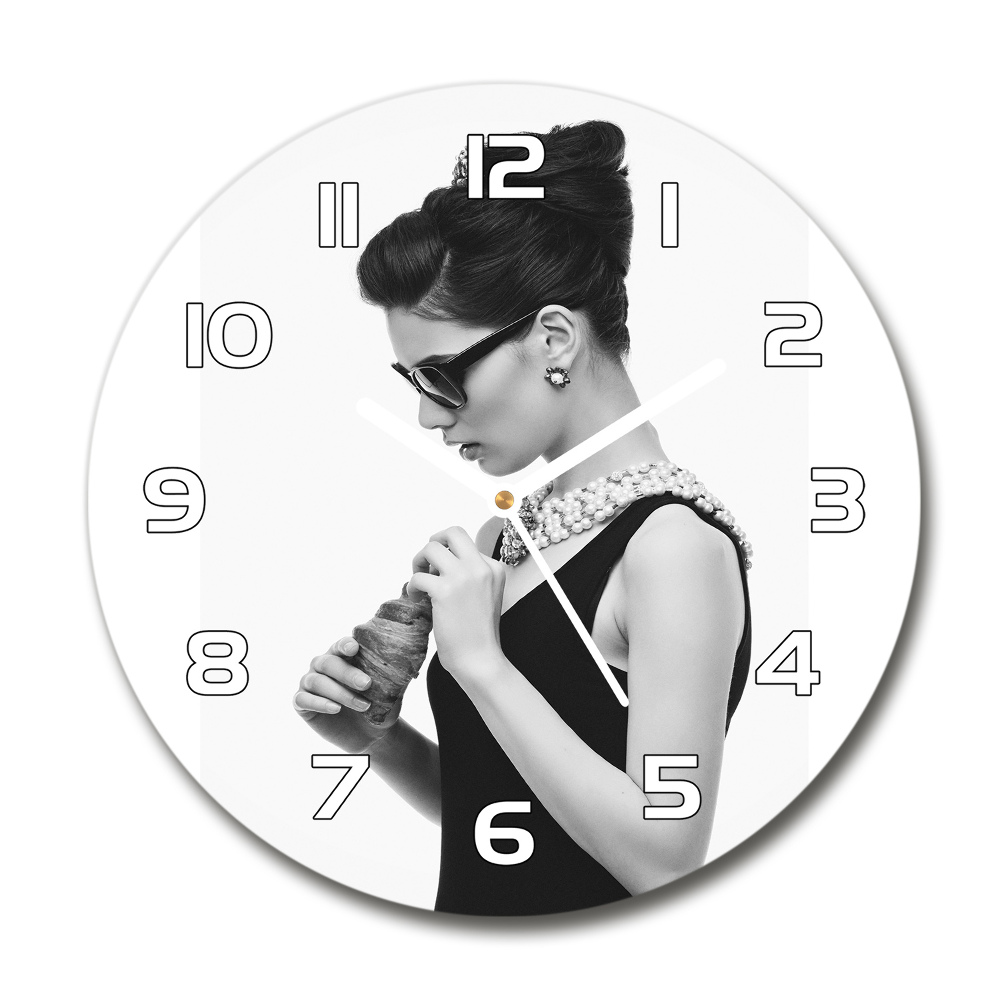 Round wall clock Woman with glasses