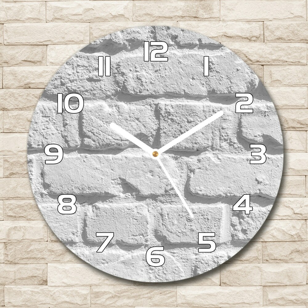 Round glass clock Brick wall