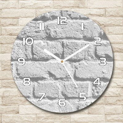 Round glass clock Brick wall