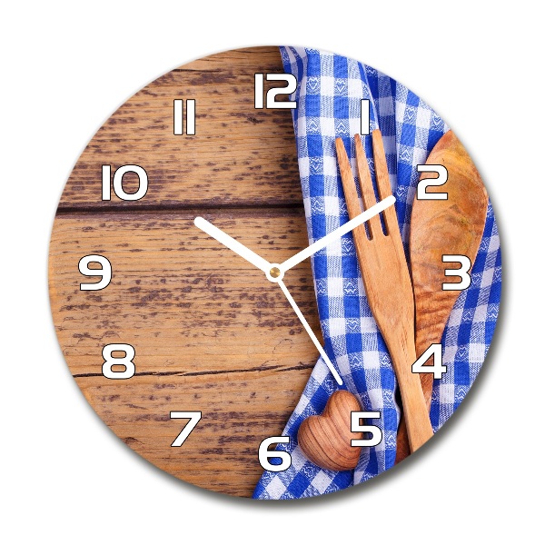 Round wall clock Wooden cutlery