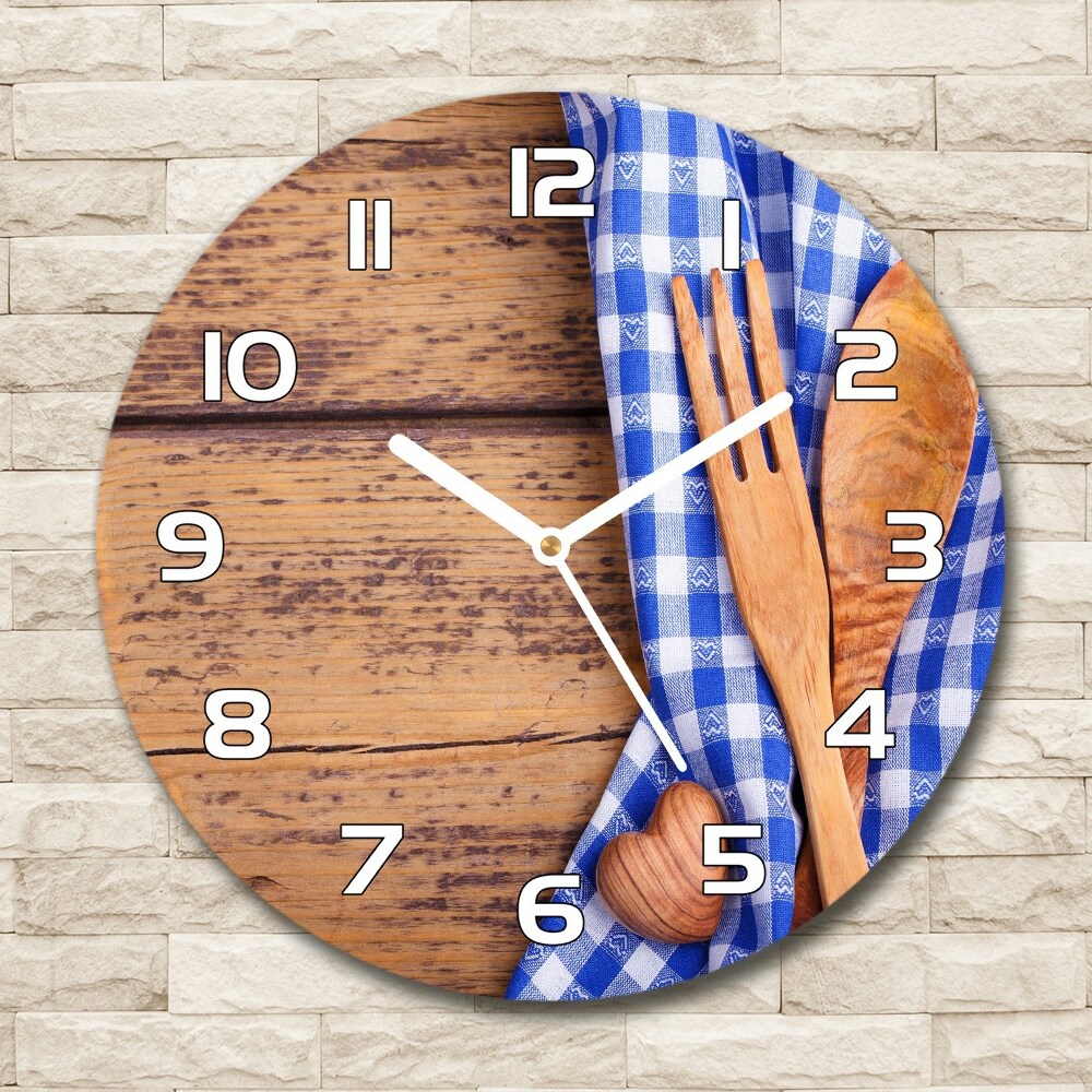 Round wall clock Wooden cutlery