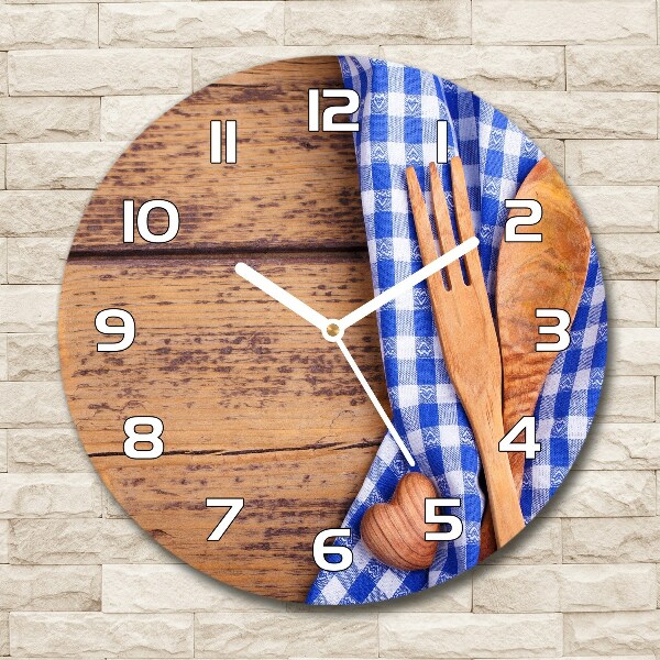 Round wall clock Wooden cutlery