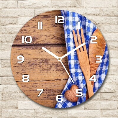 Round wall clock Wooden cutlery