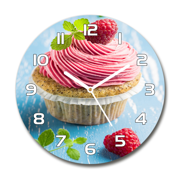 Round wall clock Raspberry cupcake