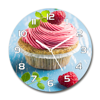 Round wall clock Raspberry cupcake