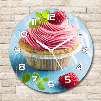 Round wall clock Raspberry cupcake