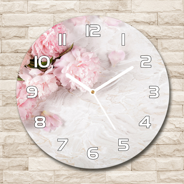 Round wall clock Peonies