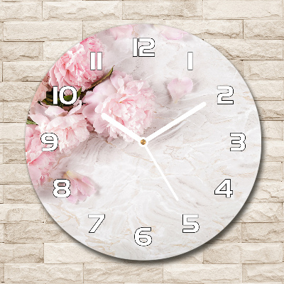 Round wall clock Peonies