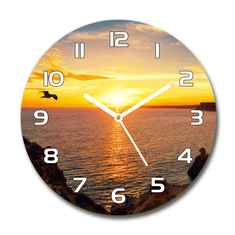 Round wall clock Sunset sea