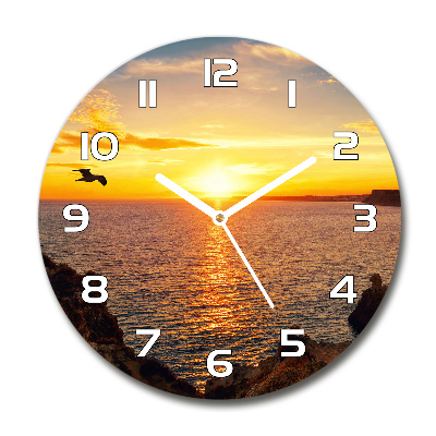 Round wall clock Sunset sea