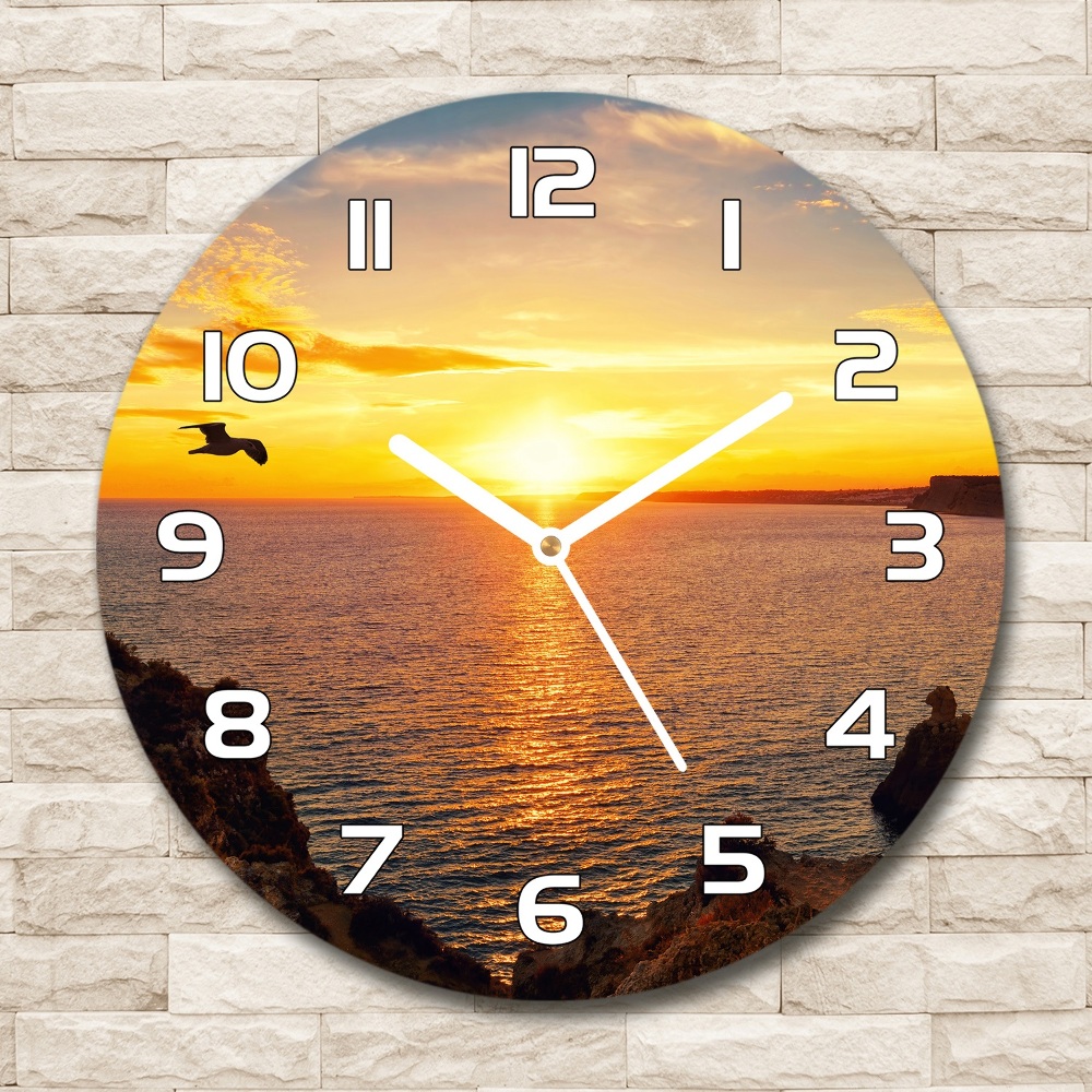 Round wall clock Sunset sea