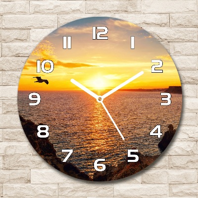 Round wall clock Sunset sea