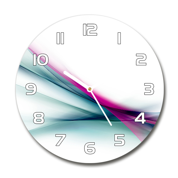 Round glass clock Wave abstraction