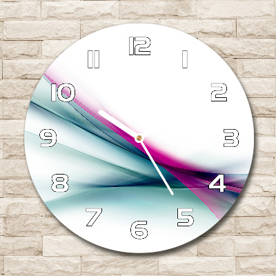 Round glass clock Wave abstraction