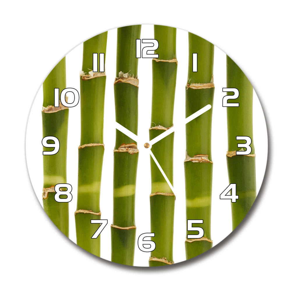 Round glass wall clock Bamboo