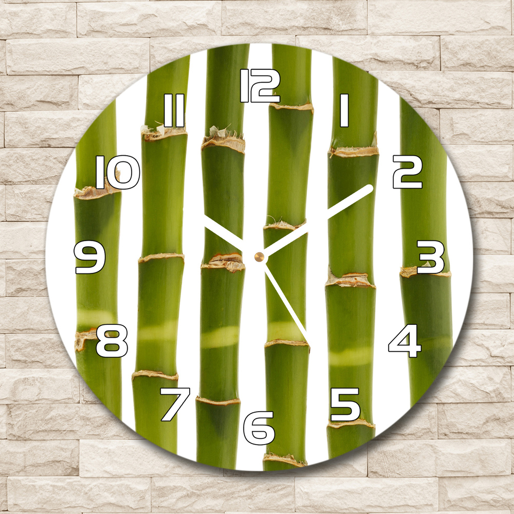 Round glass wall clock Bamboo