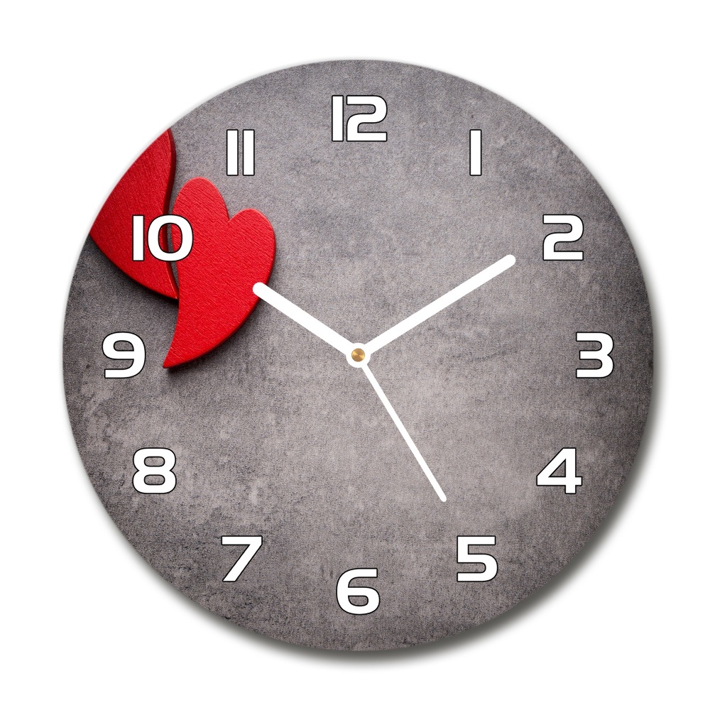 Round clock glass Red hearts