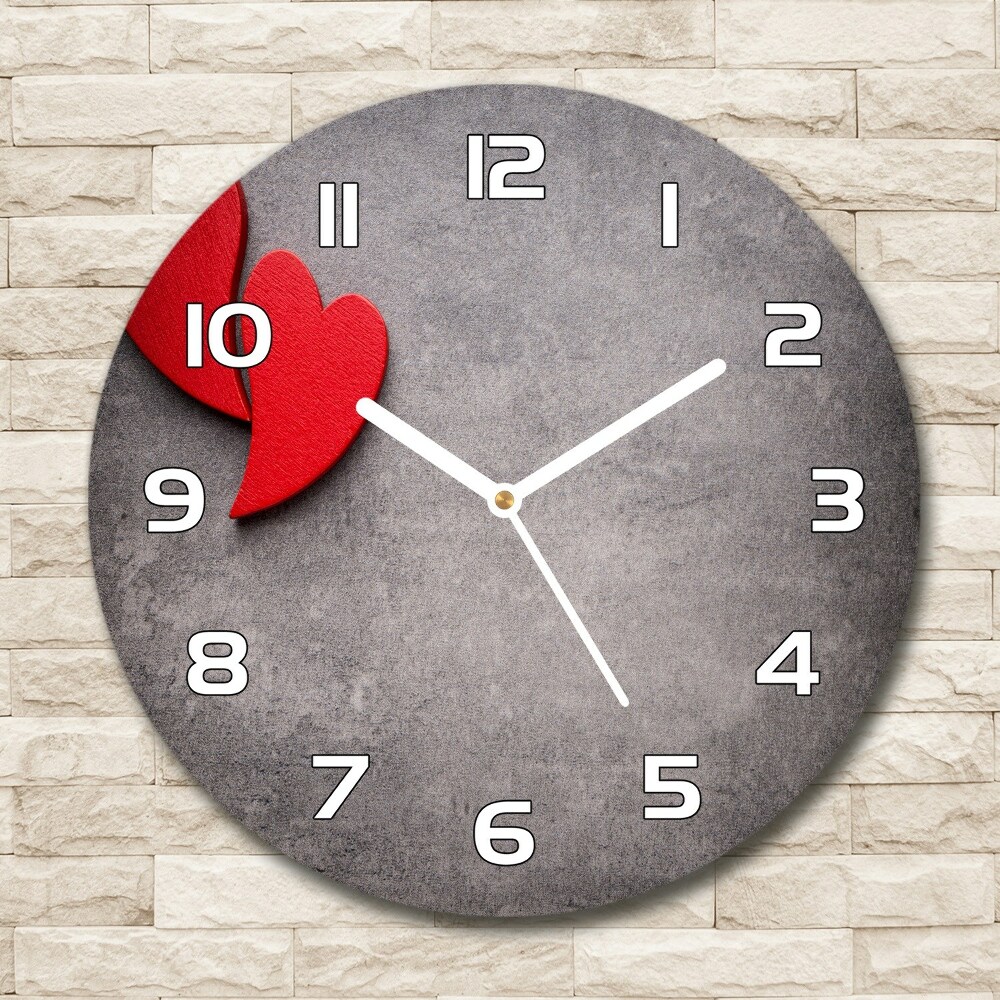 Round clock glass Red hearts