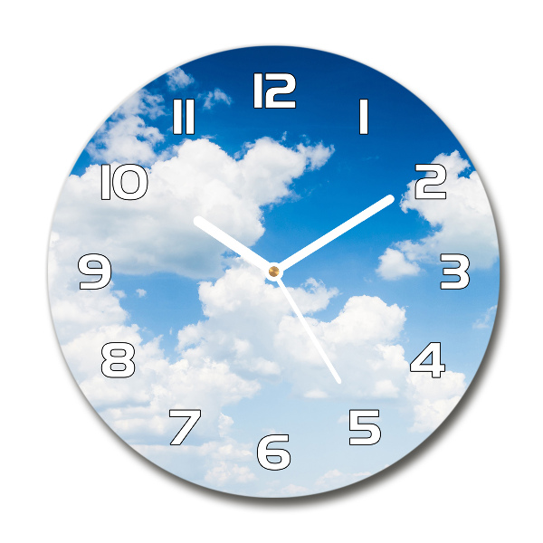 Round glass wall clock Clouds in the sky