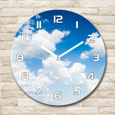 Round glass wall clock Clouds in the sky