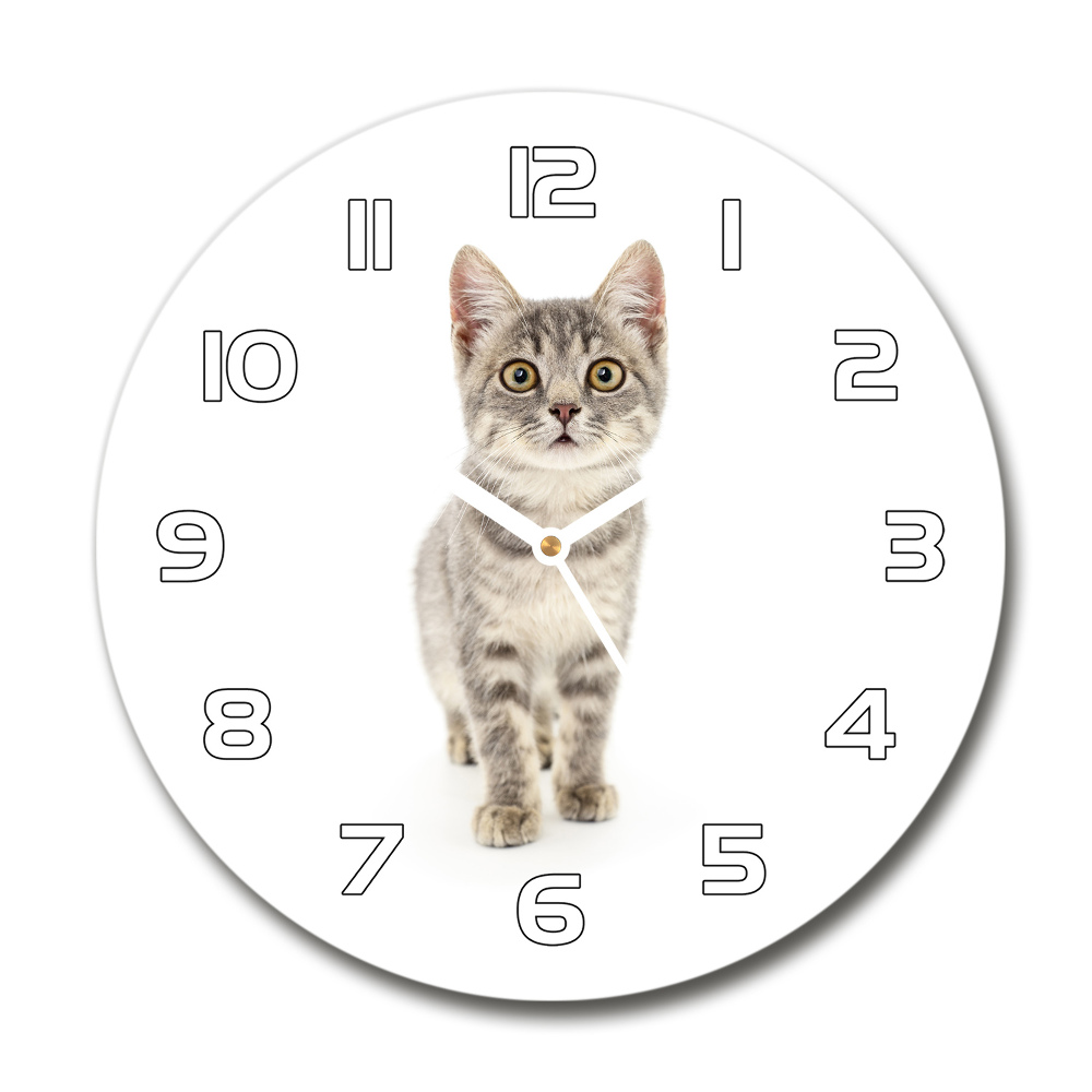 Round wall clock Gray cat