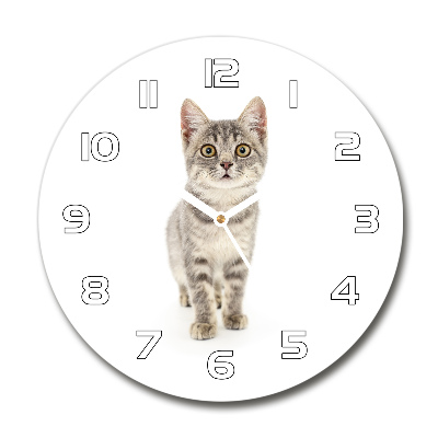 Round wall clock Gray cat