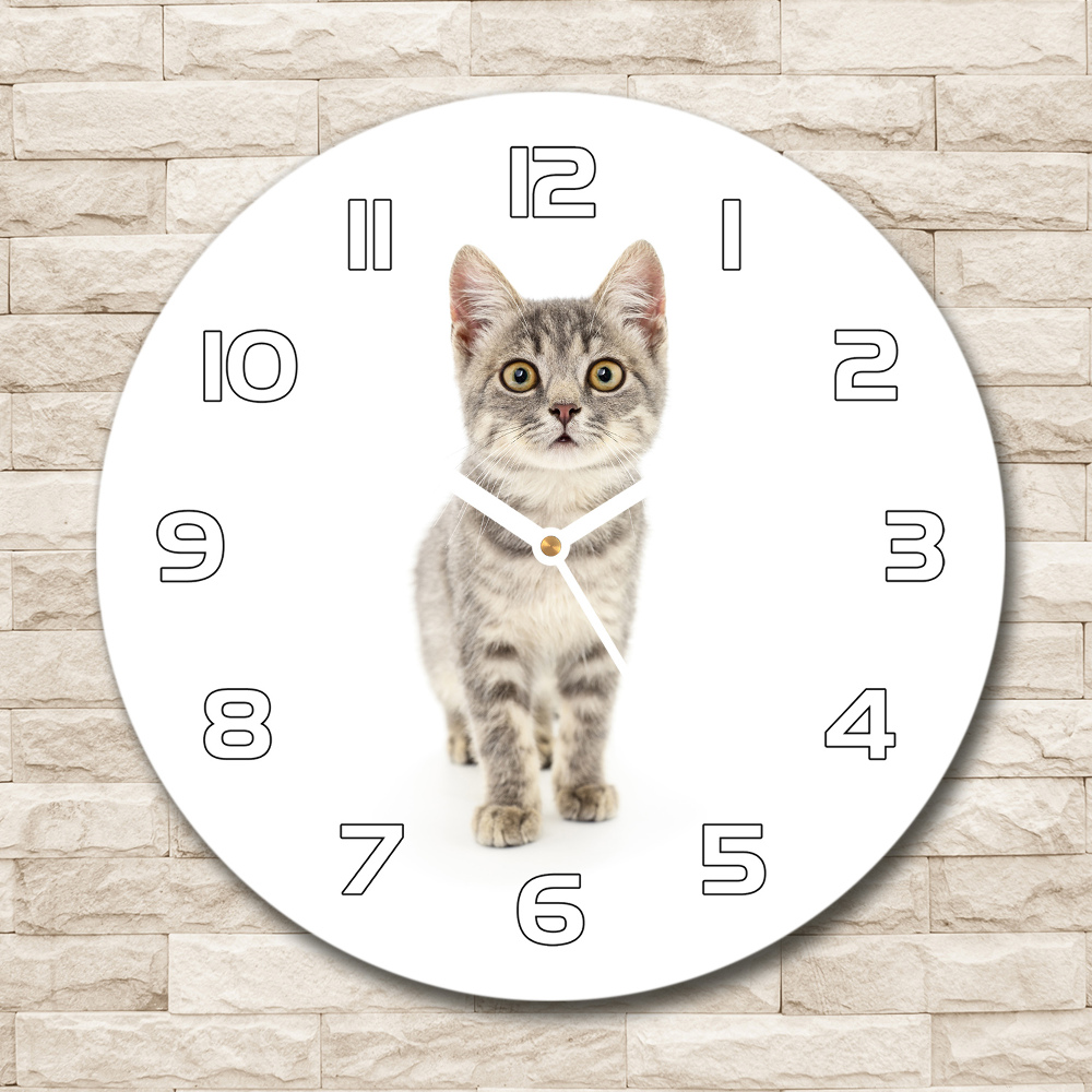 Round wall clock Gray cat