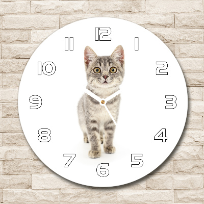 Round wall clock Gray cat