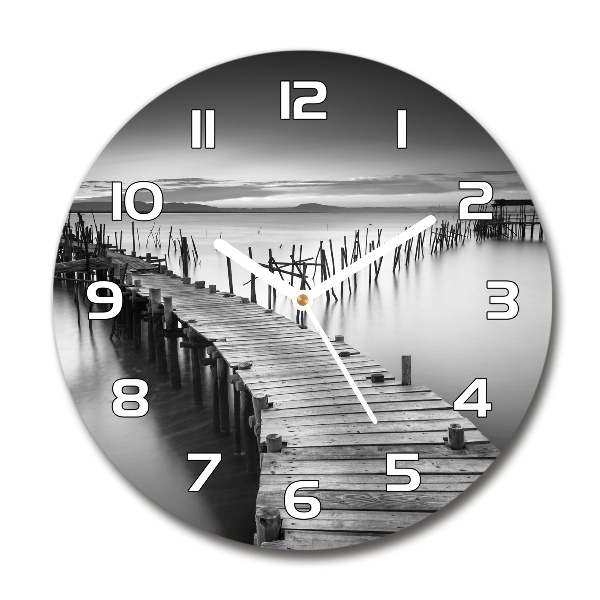 Round wall clock Wooden pier