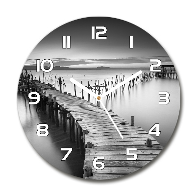 Round wall clock Wooden pier