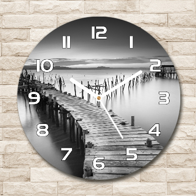 Round wall clock Wooden pier