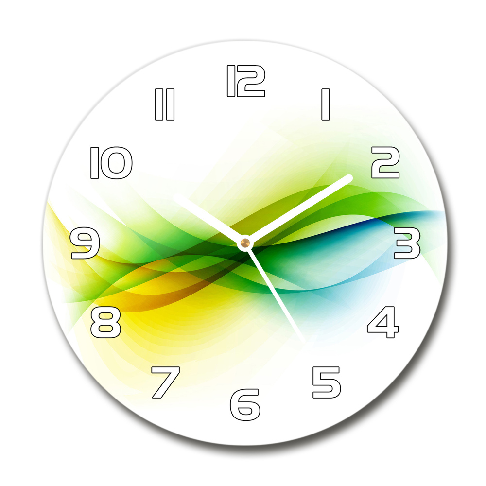 Round glass clock Wave abstraction